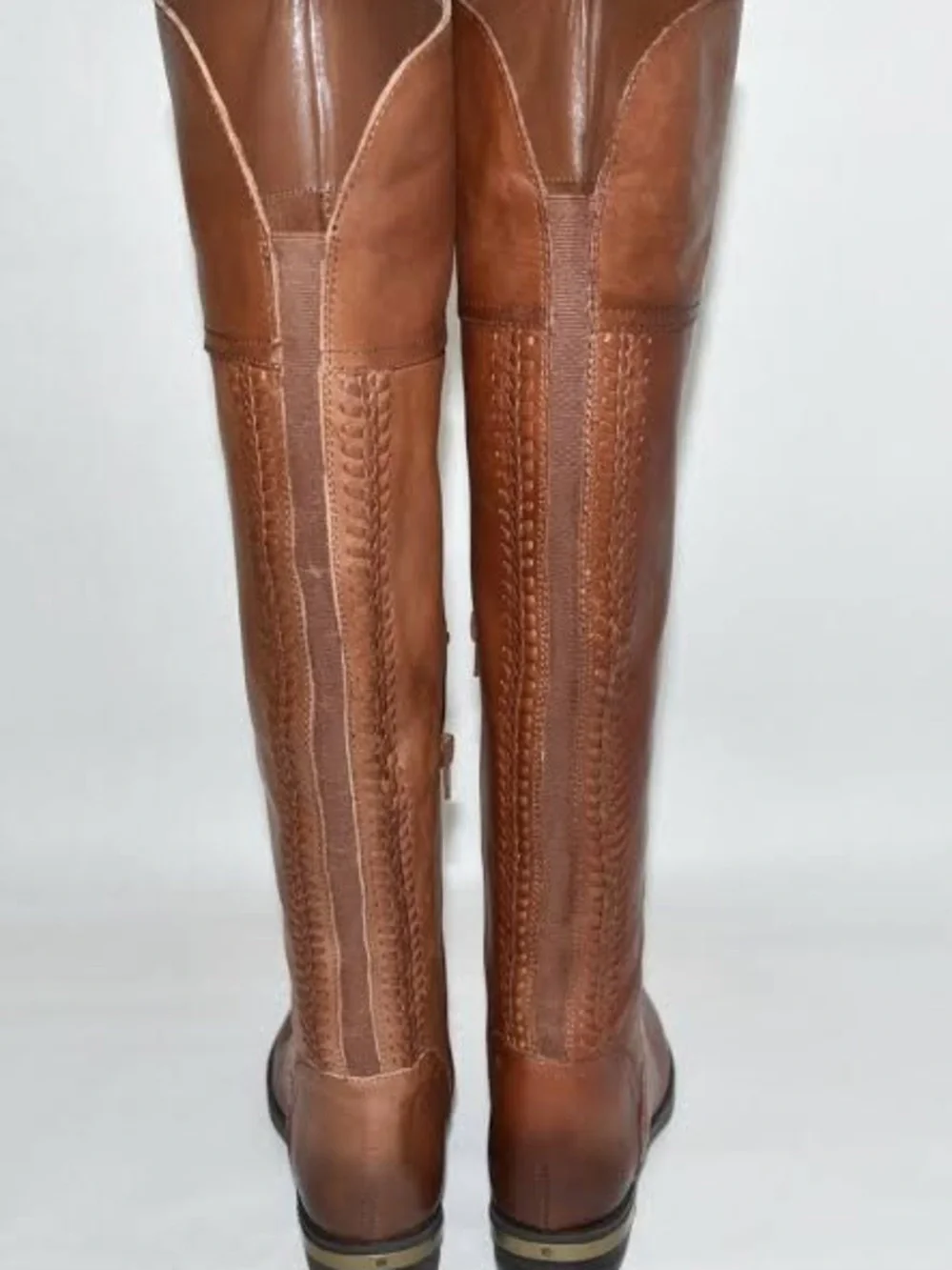 Women's Vince Camuto Tall Brown Leather Riding Boots - Classic Zip Detail